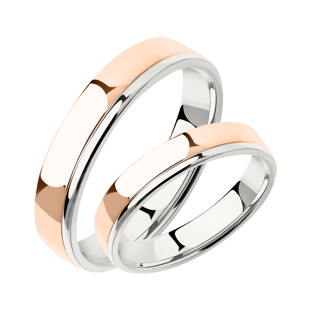 Trauringe Rot-/Weißgold  585, Oberfläche Hochglanz poliert, Breite ca. 3,5 mm. / Preis für je 1 Ring