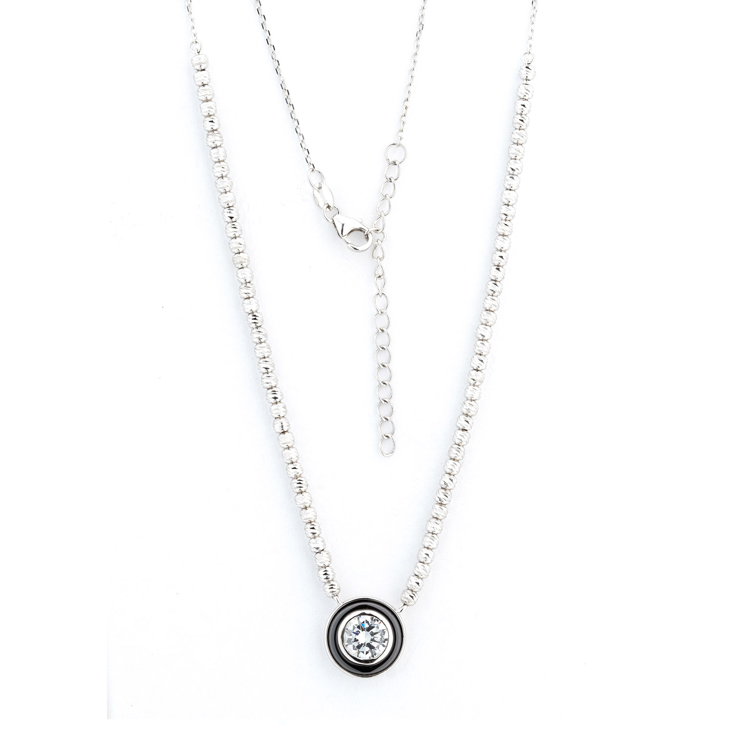 Collier aus vergoldetem 925 Silber mit rundem Zirkonia in weiß oder rot