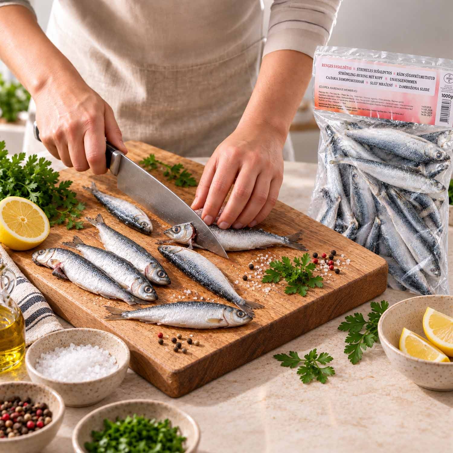 Strömling-Hering mit Kopf, unausgenommen (TK, 1 kg)
