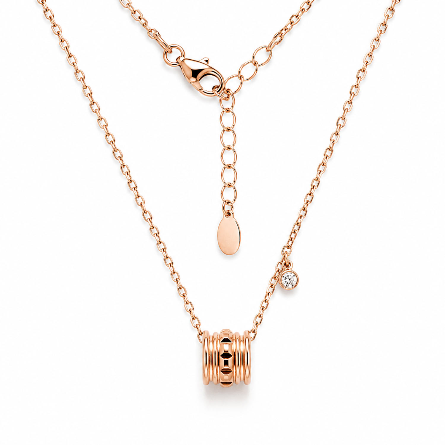 Collier aus vergoldetem 925 Silber mit 2 Anhänger aus Zirkonia, Federring
