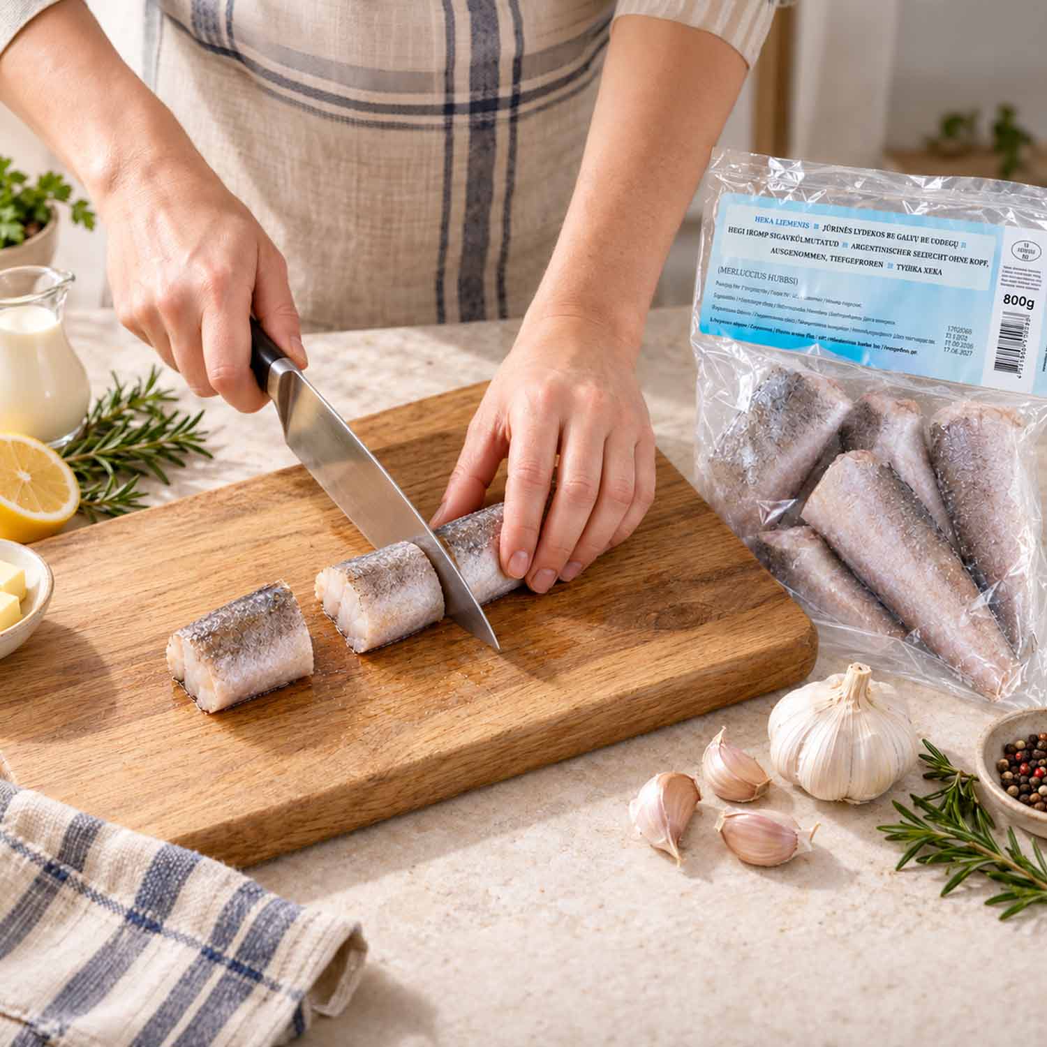 Argentinischer Seehecht ohne Kopf, küchenfertig ausgenommen (TK, 800 g)