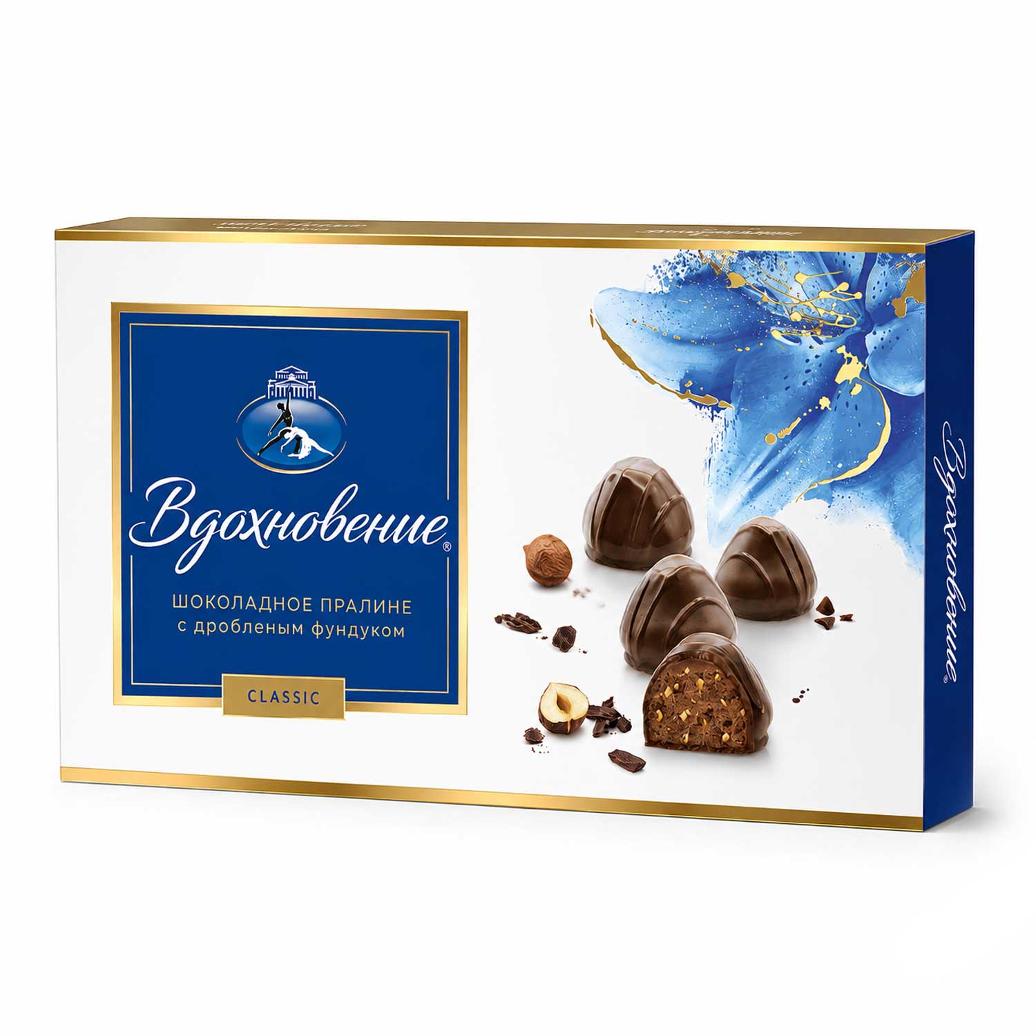 Vdohnowenije Pralinen mit gehackten Haselnüssen in Schokolade, Schachtel, 340 g