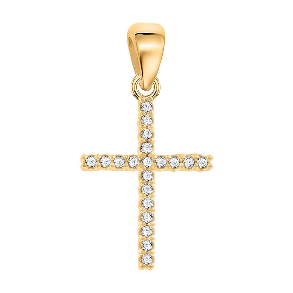 Schöner Anhänger-Kreuz aus Gelbgold 585, mit Zirkonia, Höhe ca. 22 mm