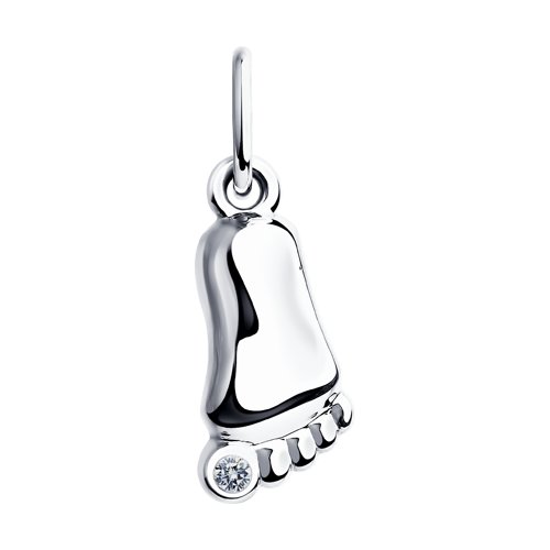 Entzückender Anhänger "Baby Fuß" in Silber 925, mit 1 Zirkonia, Höhe ca. 18 mm