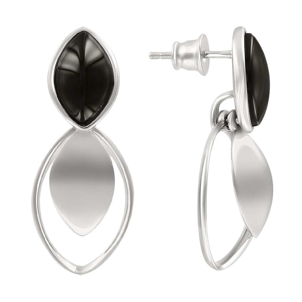 Ohrstecker aus Silber 925 mit schwarzen Achaten im ausdrucksstarken Design