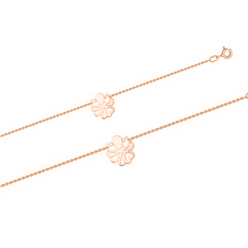 Verspieltes Oktopus-Fußkettchen aus Rotgold 585 für Damen, Länge ca. 24 cm