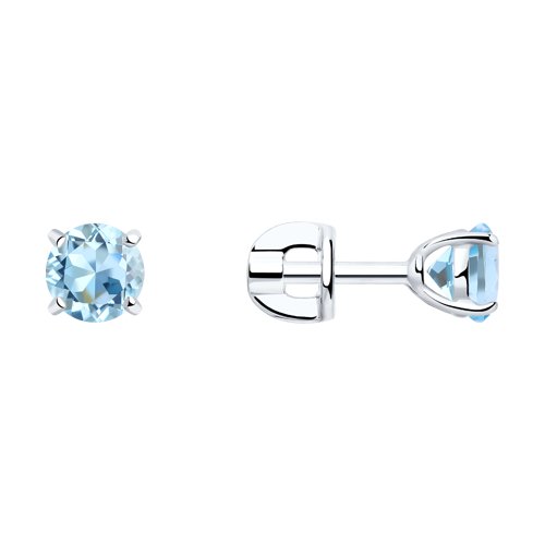 Helle Ohrstecker, Silber 925, mit himmelblauem Topas - Durchmesser ca. 5 mm