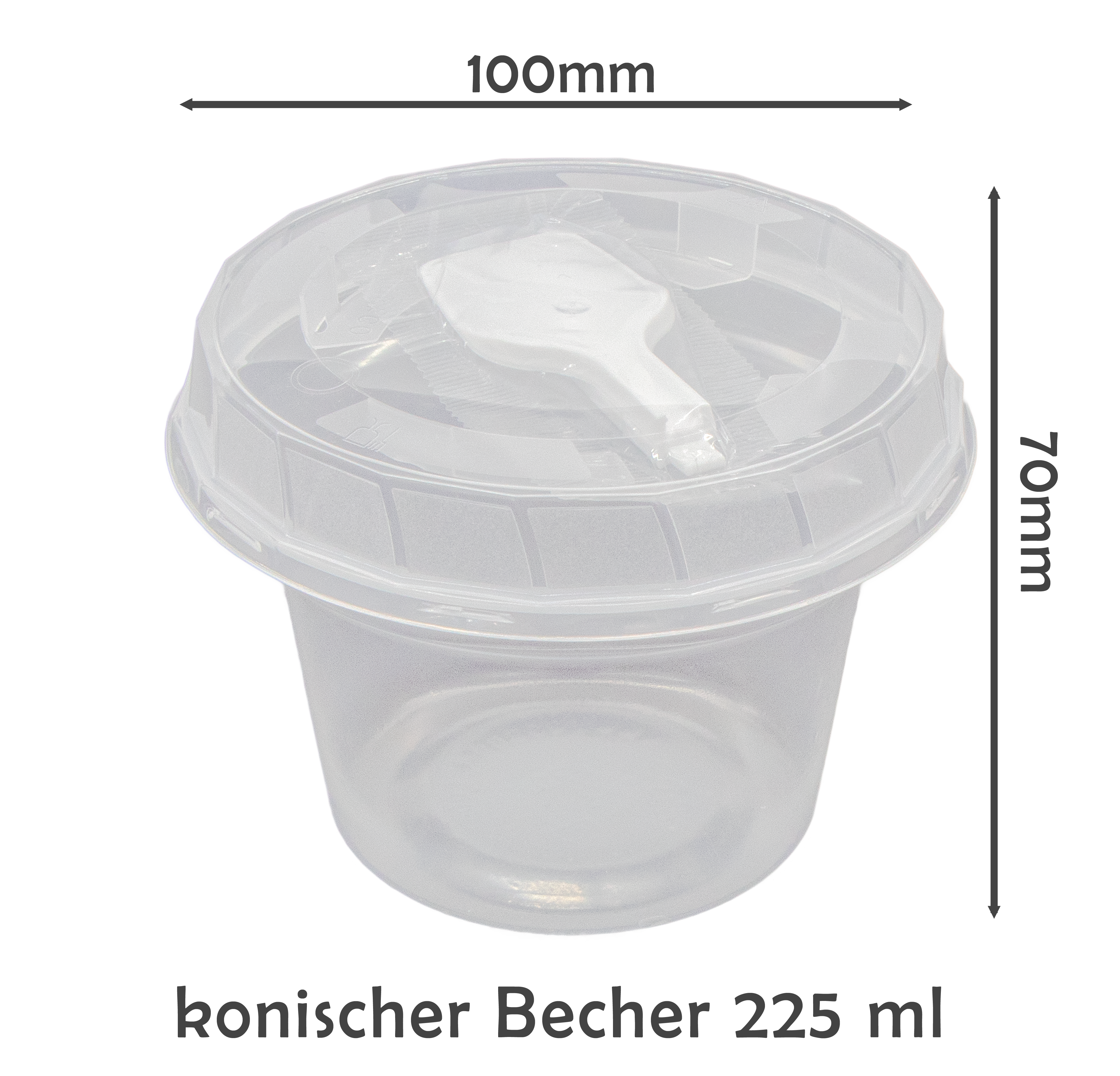 Einweg Feinkostbecher Set Becher mit Deckel Ø95mm und Löffel, 225ml, 50St