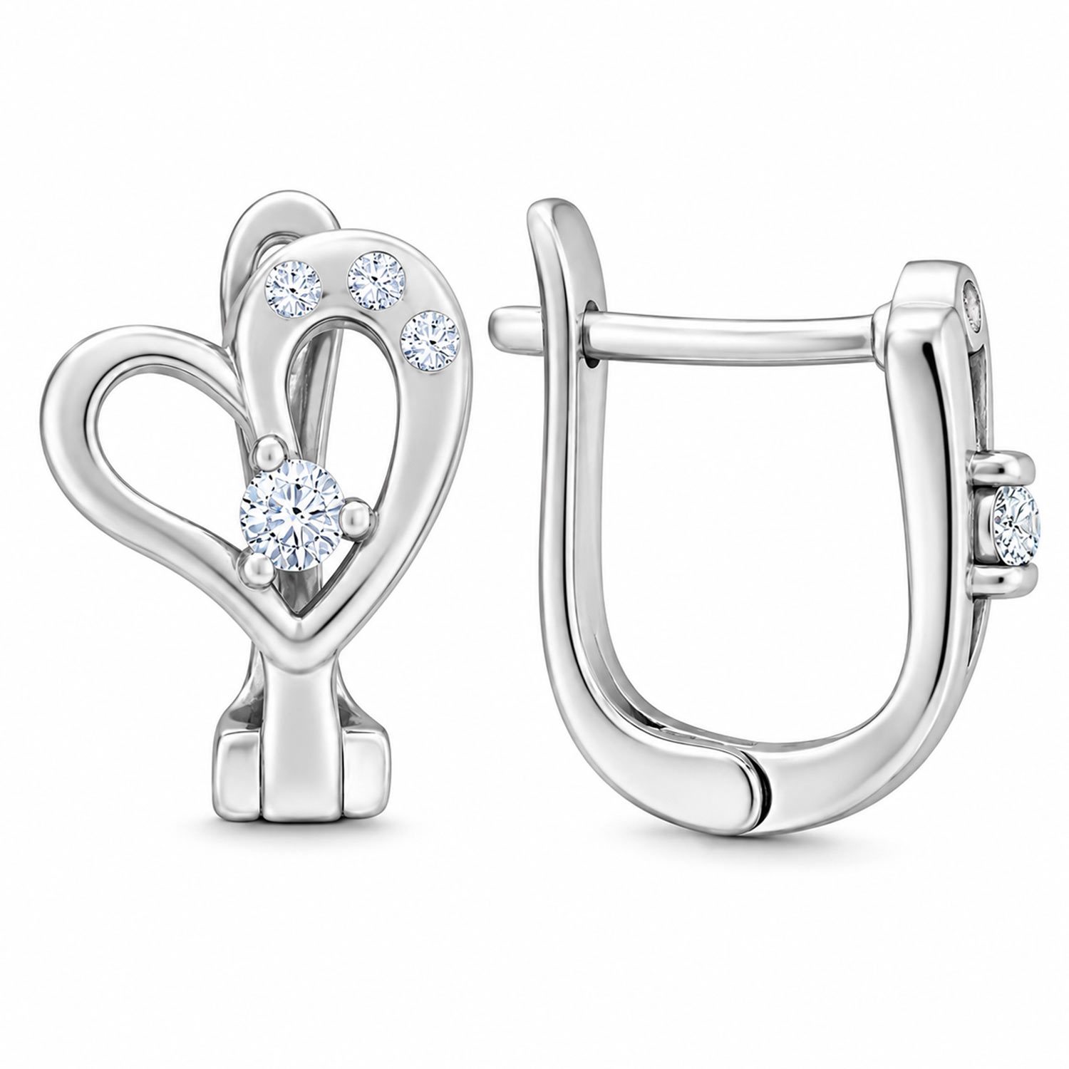 Herz-Ohrringe aus 925 Silber mit Zirkonia, englischer Verschluss