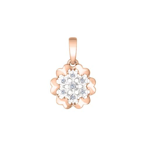 Anhänger, Russisches Rotgold 585, mit Brillanten ca. 0,03 ct. HSI, Gesamthöhe mit Öse ca. 17 mm