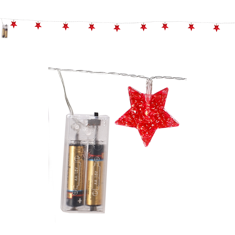 Lichterkette rote Sterne 16 LEDs, 1,5 m