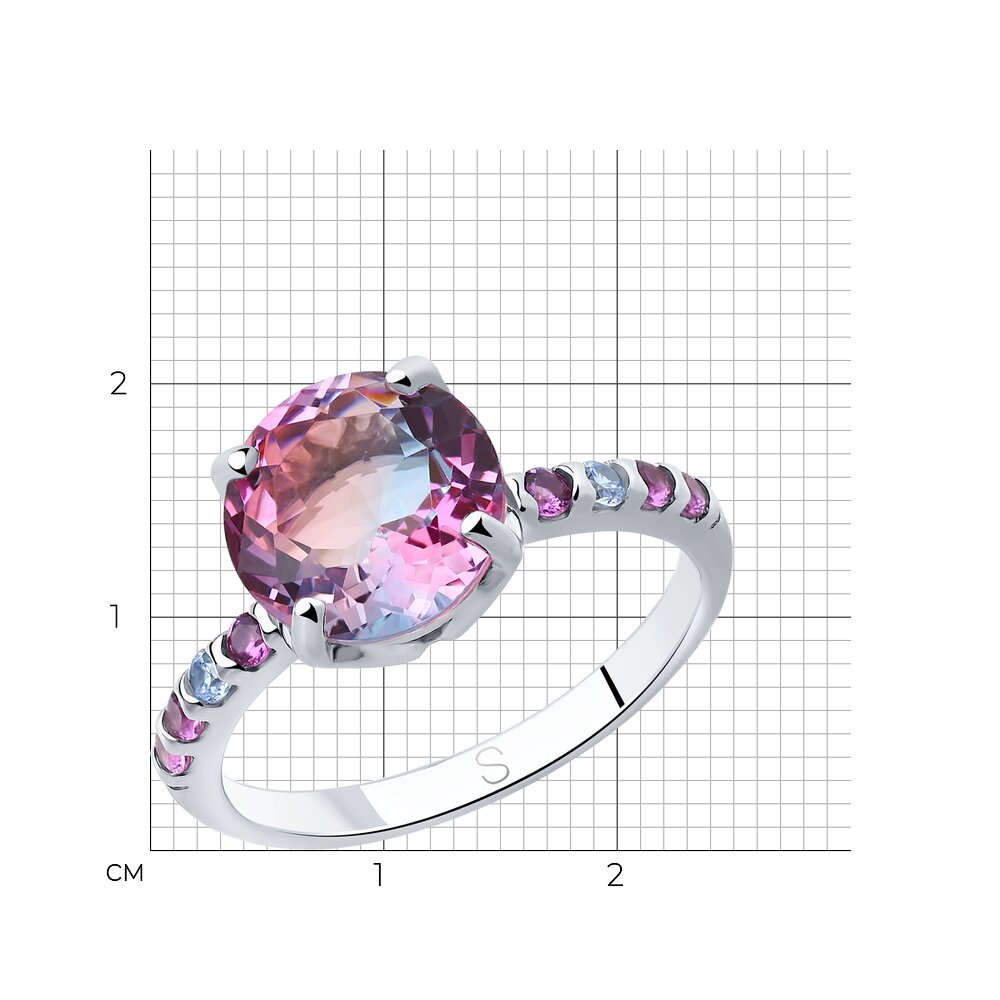 Damenring, Silber 925, mit Sitall - Größe ca. 9x9 mm und Zirkonia