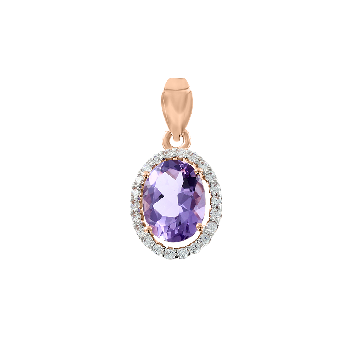 Anhänger aus Rotgold 585, mit Amethyst ( 8x6 mm) und Zirkonia, Höhe ca.18 mm