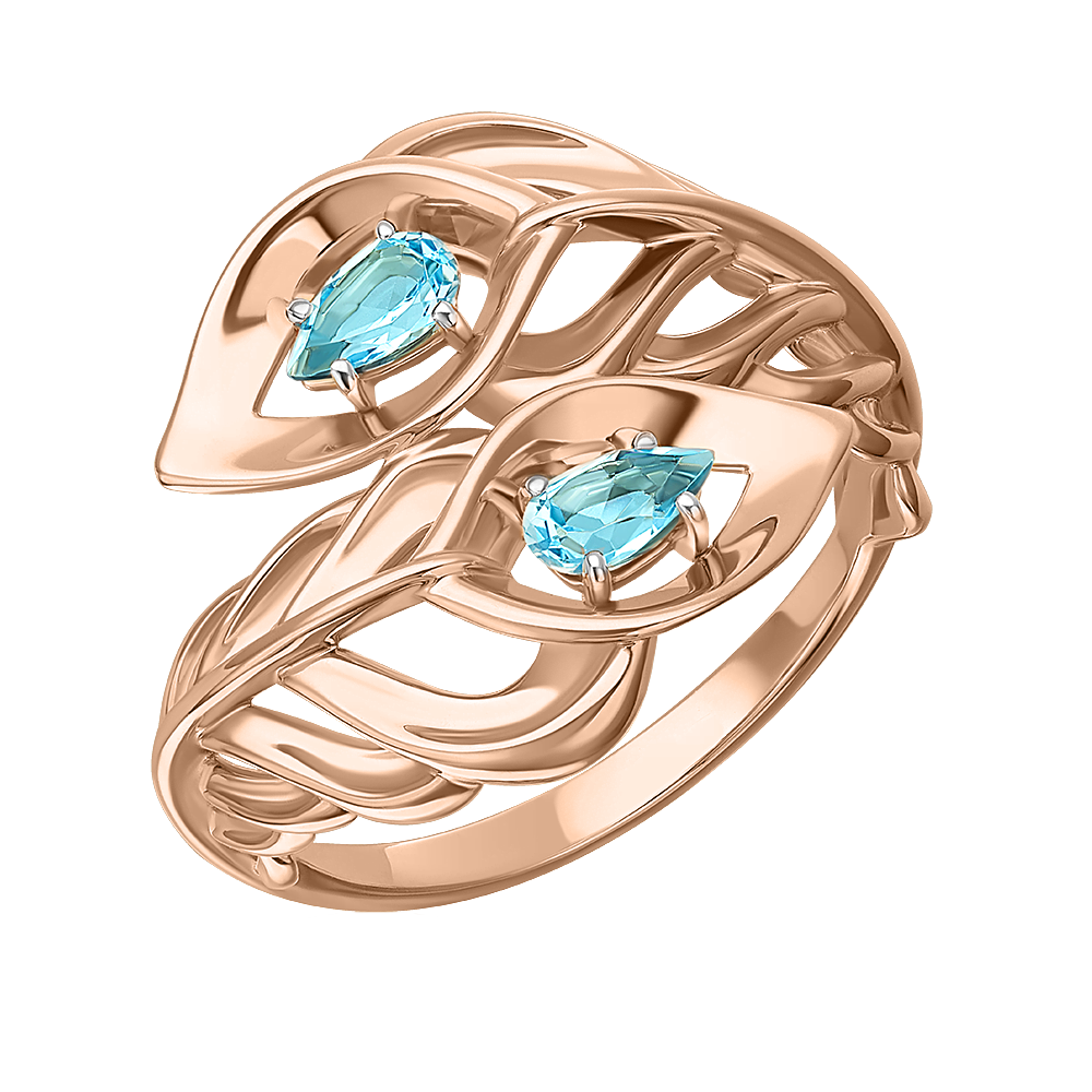 Damenring, Russisches Rotgold 585, mit Topas, Breite ca. 18 mm