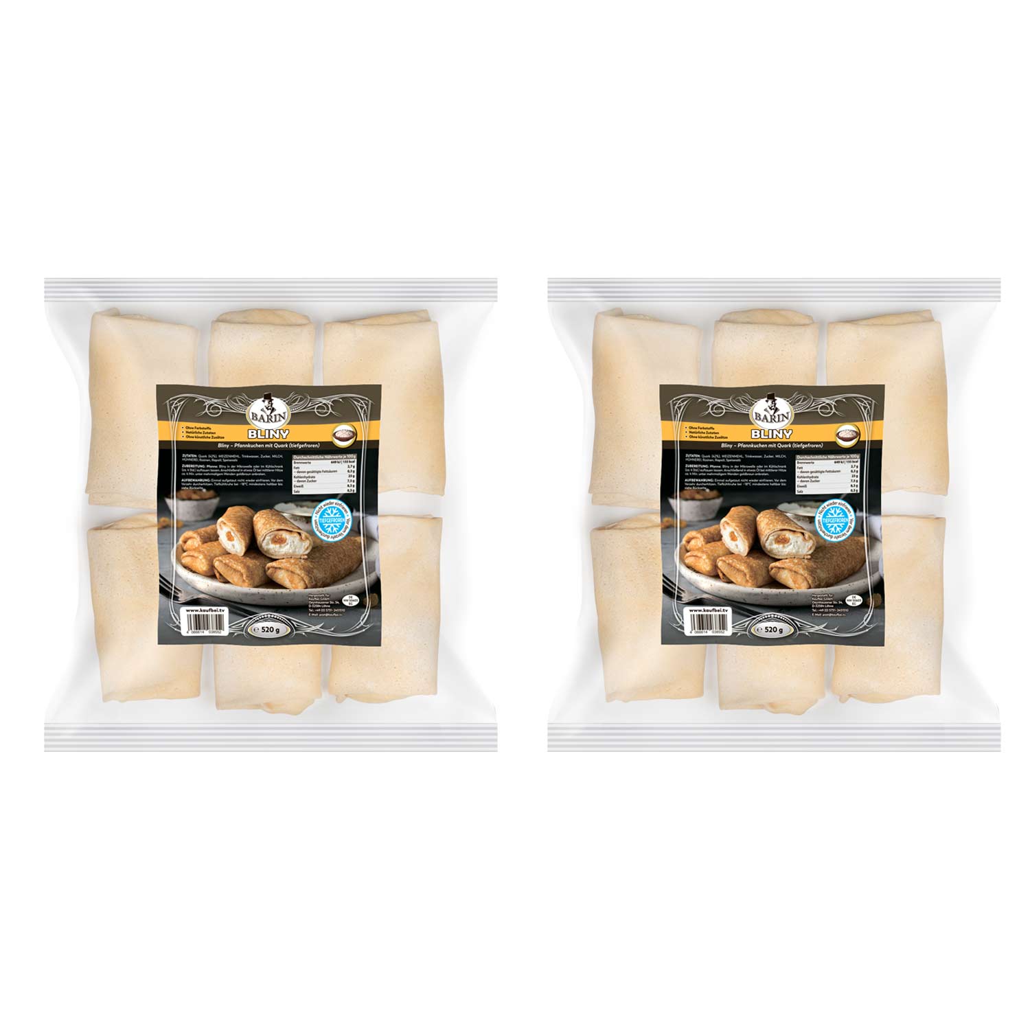 BARIN SET 2x Pfannkuchen mit Quark-Füllung, vorgebraten, tiefgefroren (2x 520g)