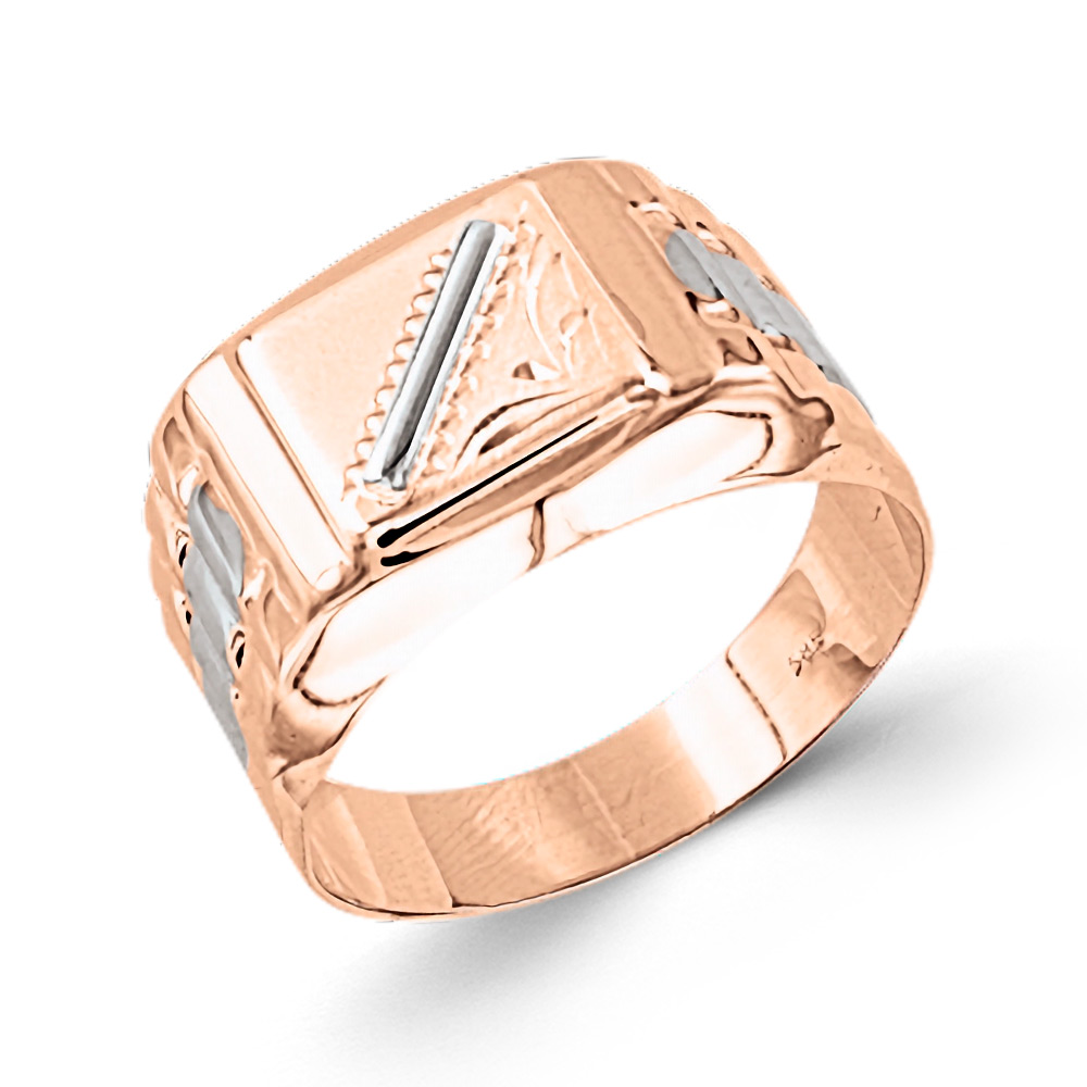 Exzellenter Herrenring, Rotgold 585, mit Rhodium