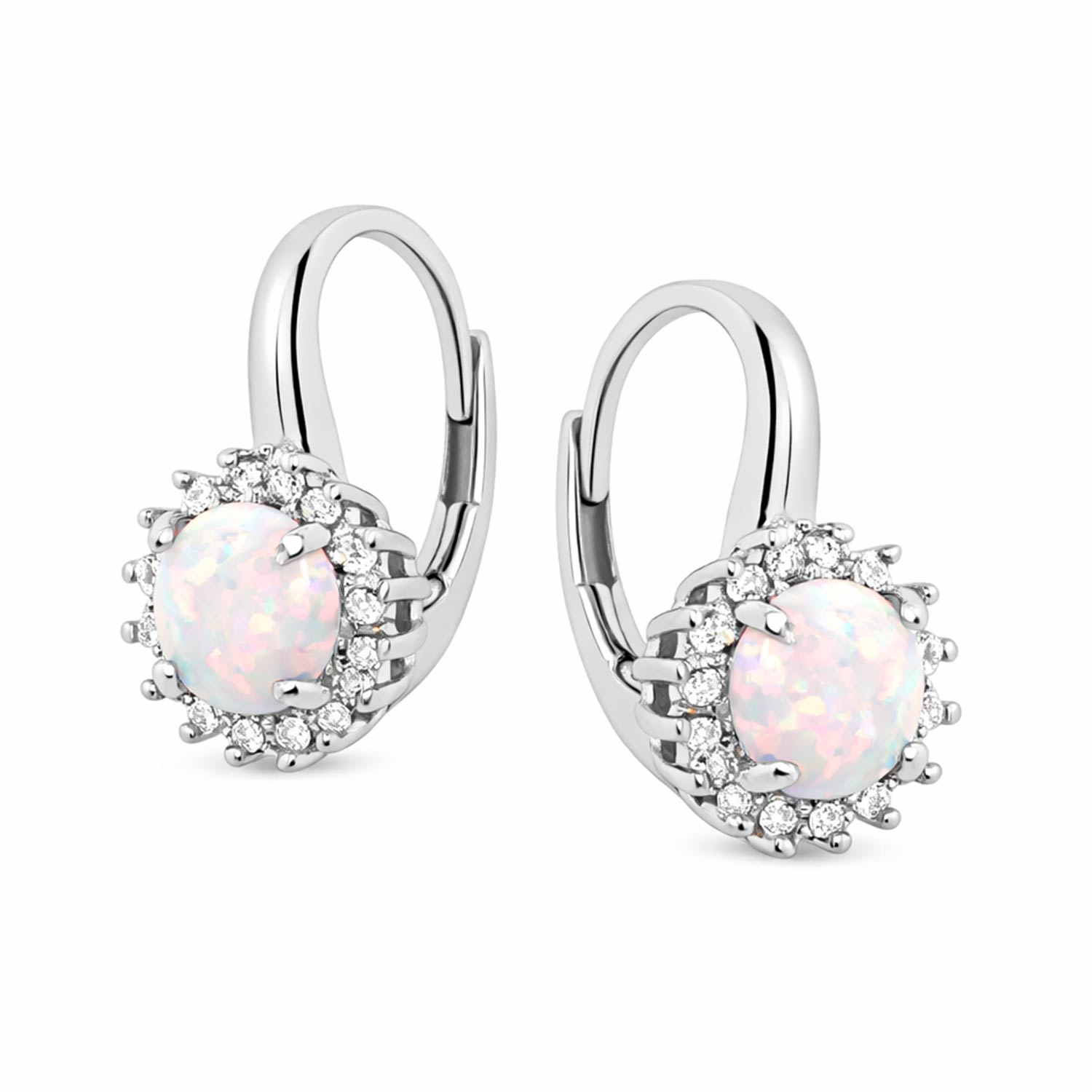Ohrringe aus 925 Silber mit farblosen Zirkonia und Opal