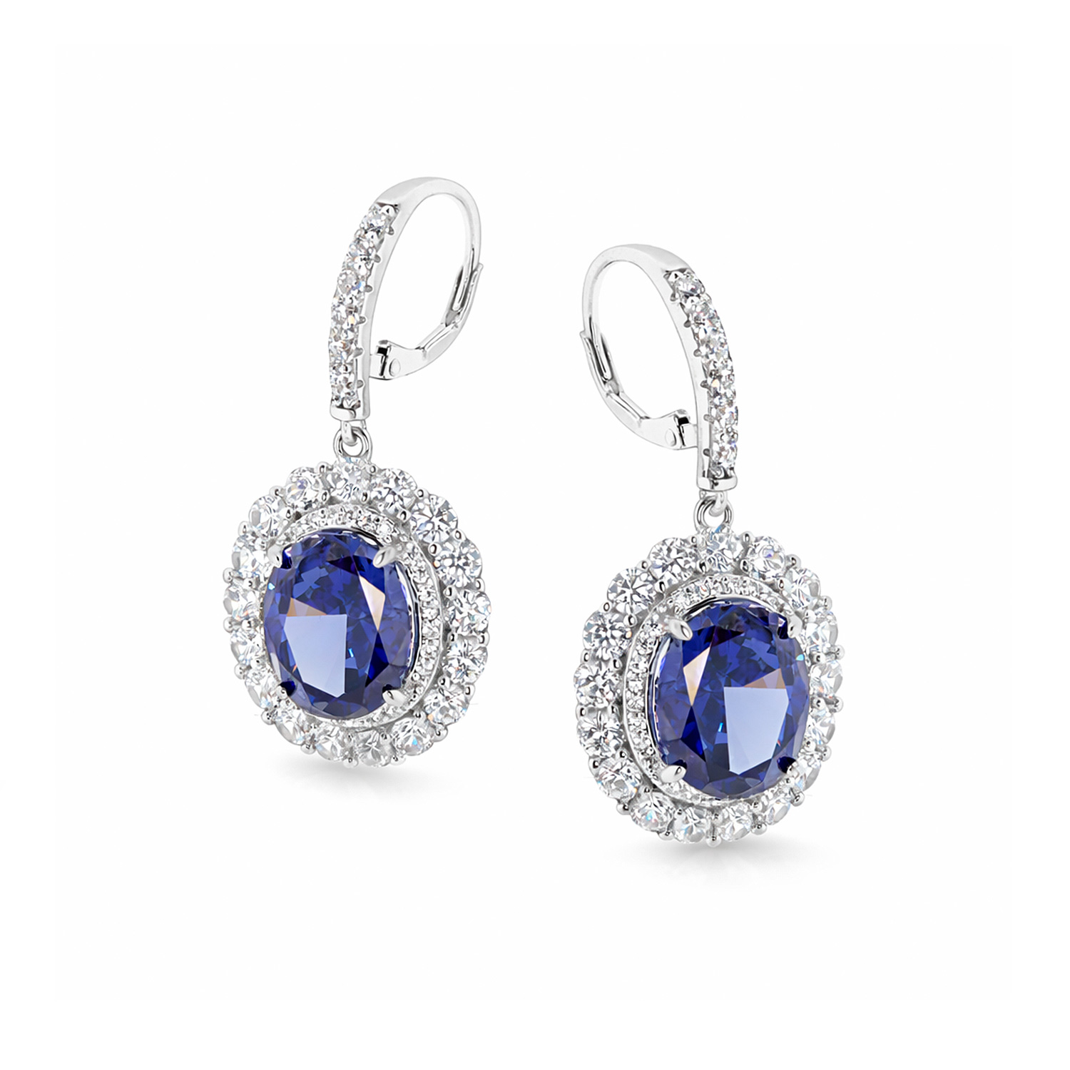 Ohrhänger aus 925 Silber mit blauen und farblosen Zirkonia