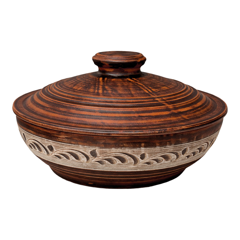 Keramik Bräter 2er-Set aus Naturton mit Deckel, 1.4 L