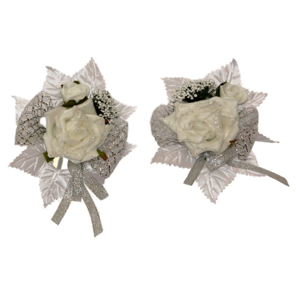 Hochzeit-Dekor-2er-Set Blumen weiß, ca. 7x11 cm,verschiedene Design