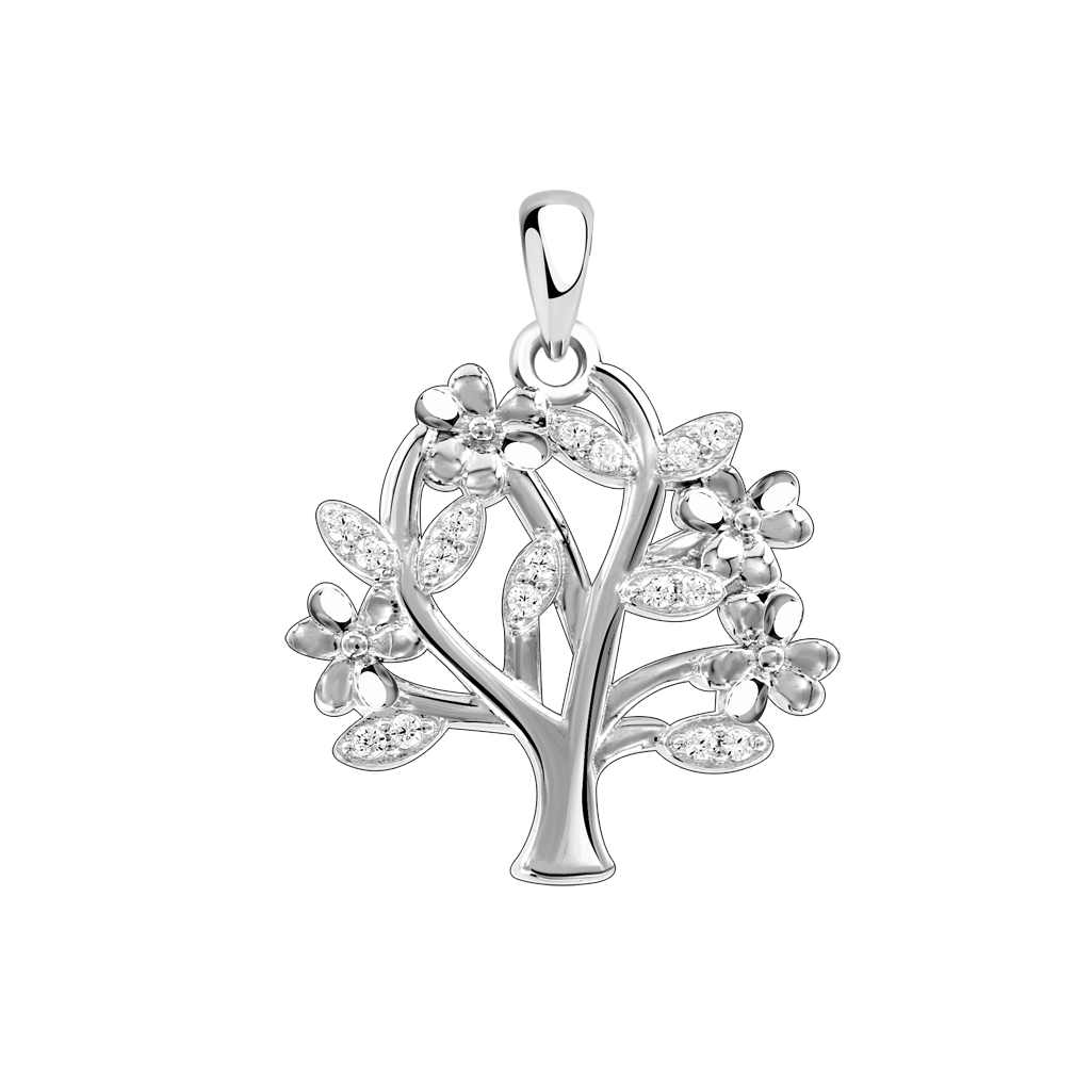 Anhänger "Baum des Lebens" mit Zirkonia, Silber 925, Höhe ca. 26 mm