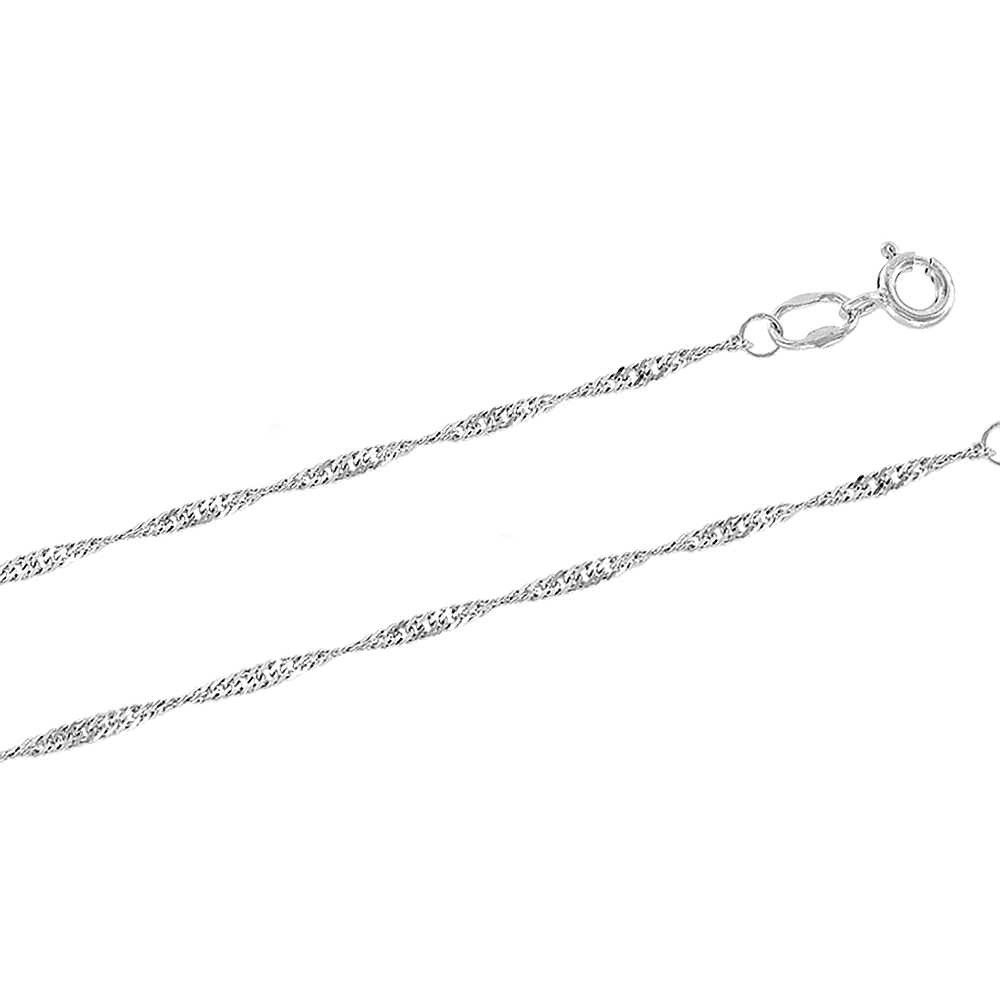 feine Kette aus 925er Silber, webart - Singapur, Breite ca. 2 mm, Gewicht in 45 cm ca. 2,2 g.