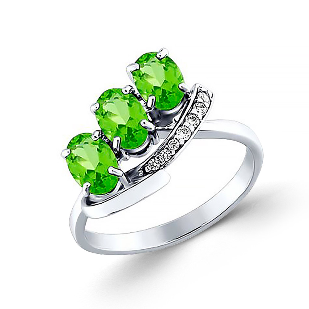 Sokolov Damenring aus 925 Silber mit Zirkonia und grünen Chrysolithen