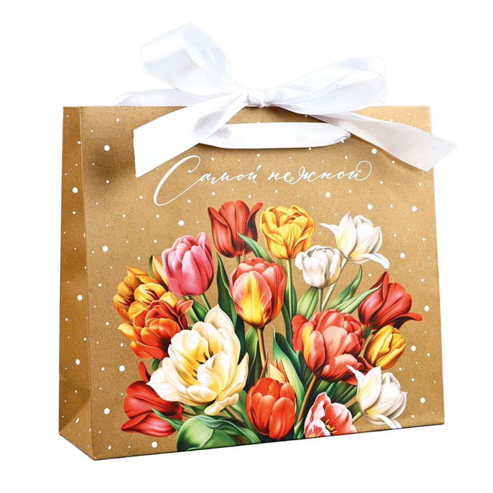 Laminierte Geschenktasche mit Band Für die Zarteste, 30 × 9 × 26 cm
