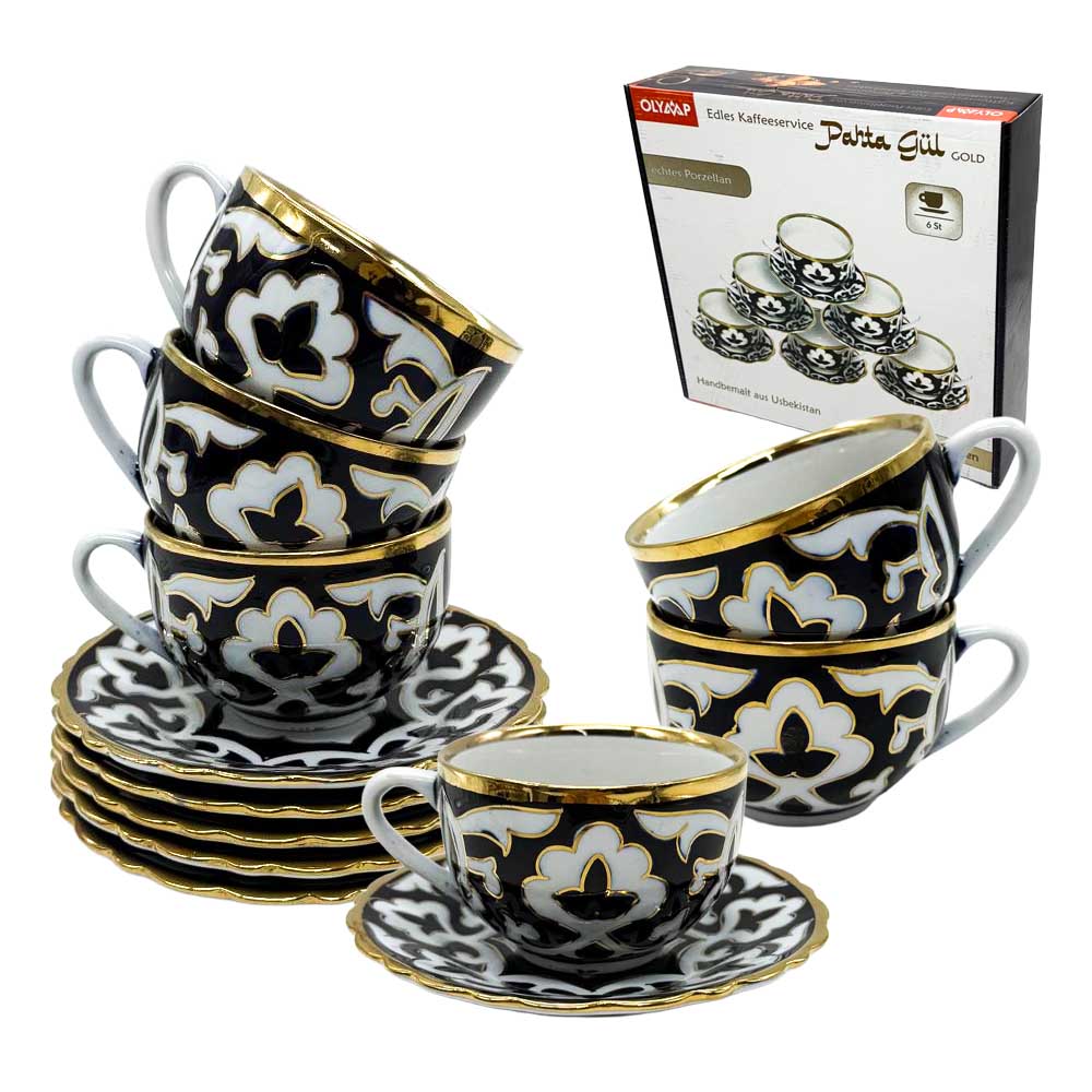 Kaffeeservice Pahta Gul, in weiß-blau-gold, 12 tlg.