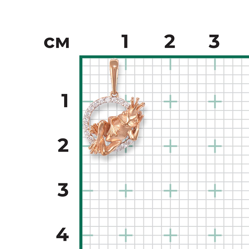 „Froschkönig“-Anhänger aus 585 Rotgold mit Zirkonia, Höhe ca. 21 mm