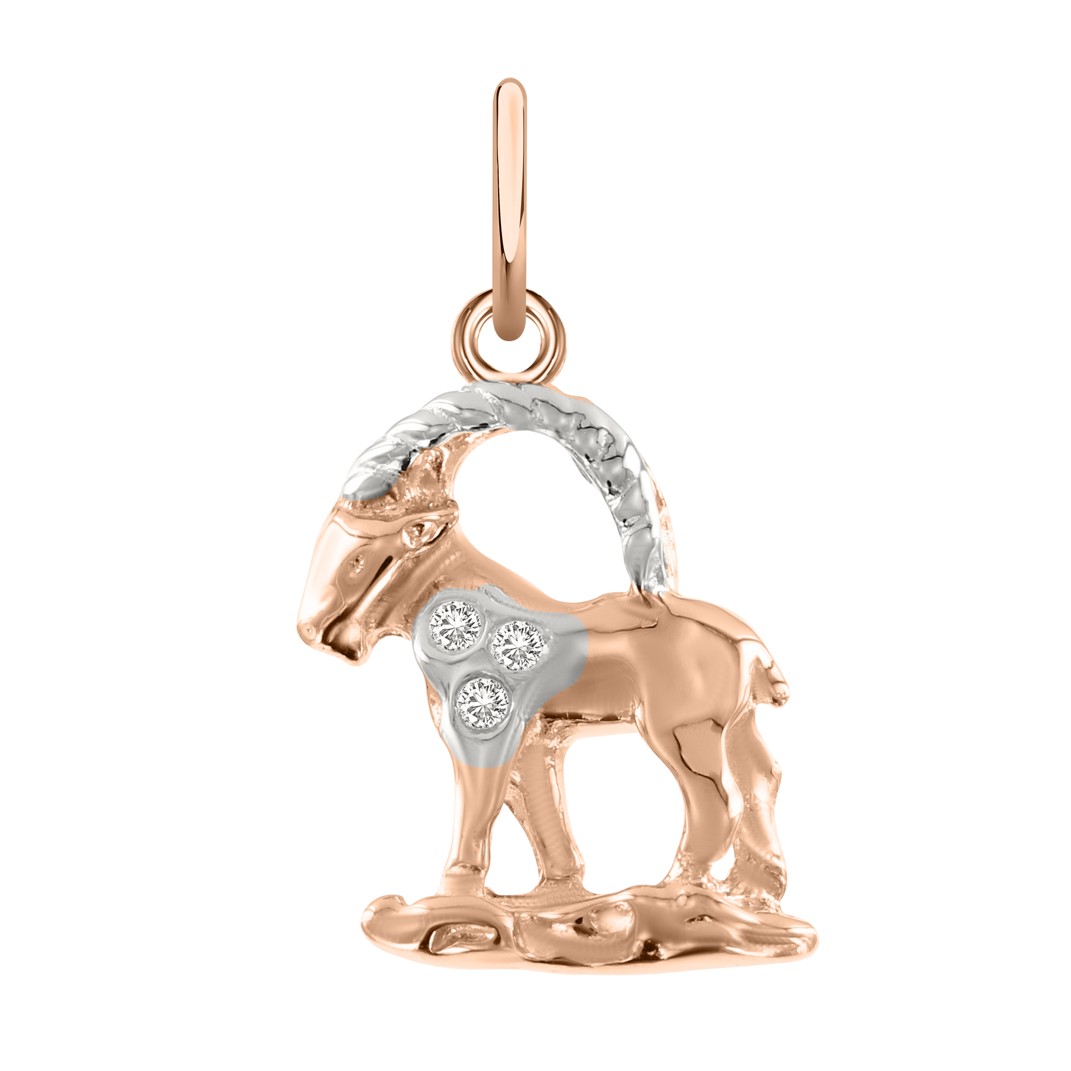 Anhänger Steinbock, Rotgold 585 mit Zirkonia, Höhe ca. 24 mm
