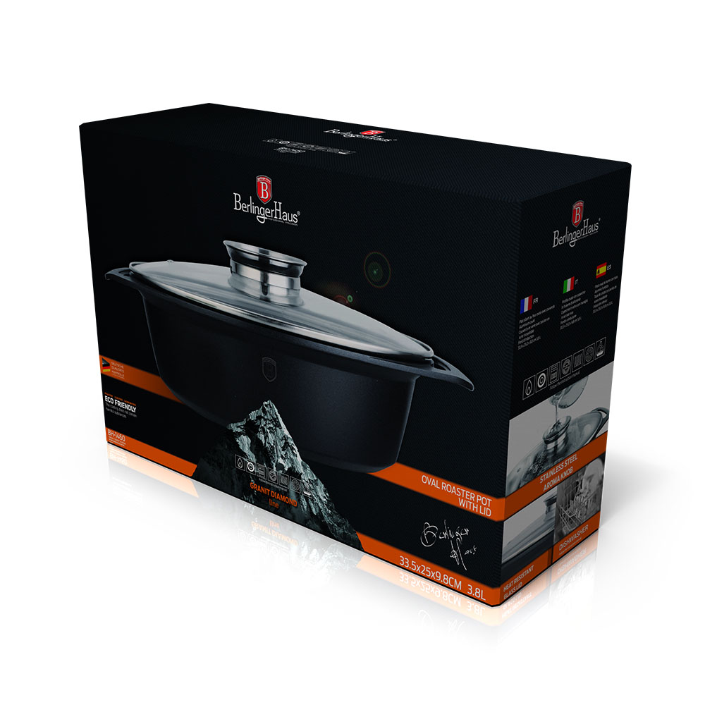 Berlinger Haus Strong mold Collection Bräter mit Glasdeckel und Aromaknopf, 3.8L