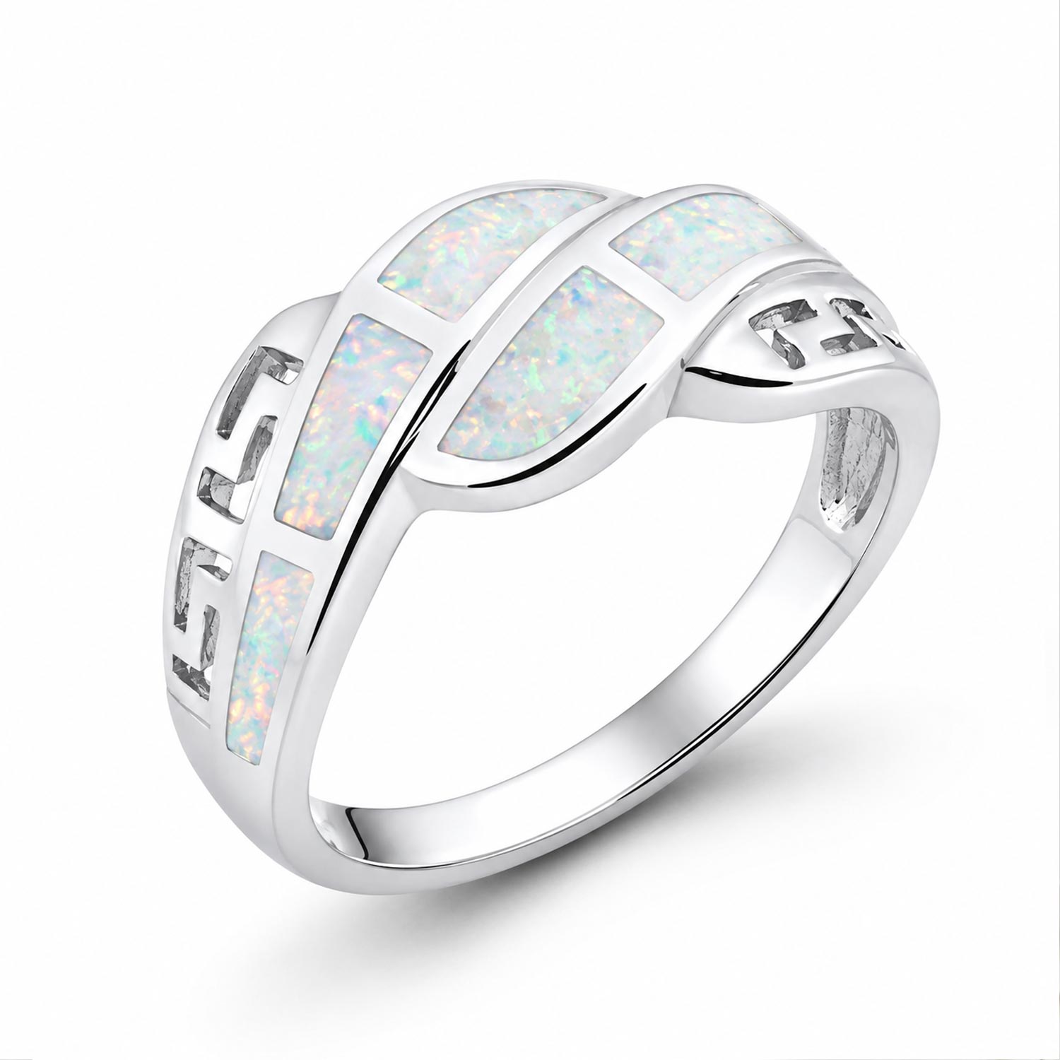 Damenring aus 925 Silber mit weißem Opal