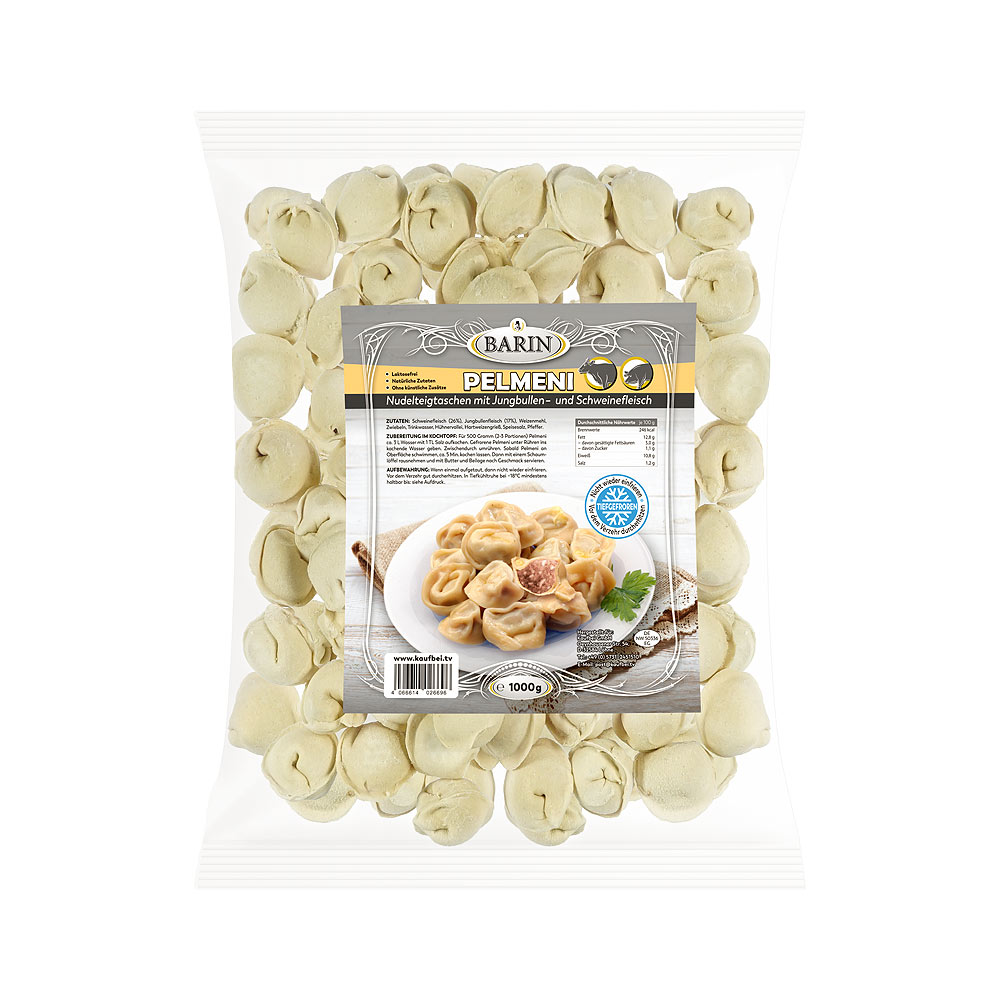 BARIN-Set: 3x PELMENI Elita - Nudelteigtaschen mit Schweine- und Jungbullenfleisch, 3kg