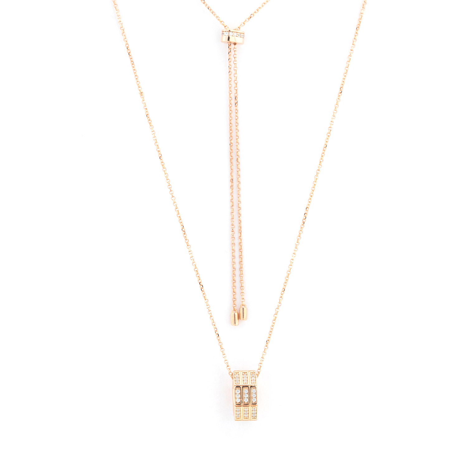Collier aus 925 Silber mit einem Ringanhänger aus Zirkonia, vergoldet, mit einstellbarem Zugbandverschluss