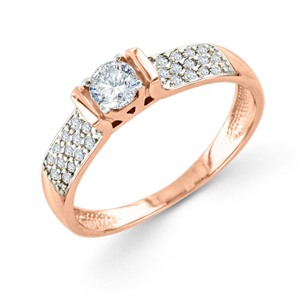 Bezaubernder Damenring, Rotgold 585, mit Swarovski Zirkonia
