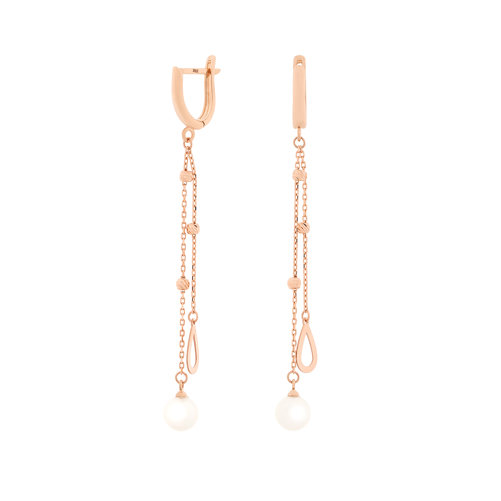 Ketten-Ohrhänger aus 585 Rotgold mit Perlen