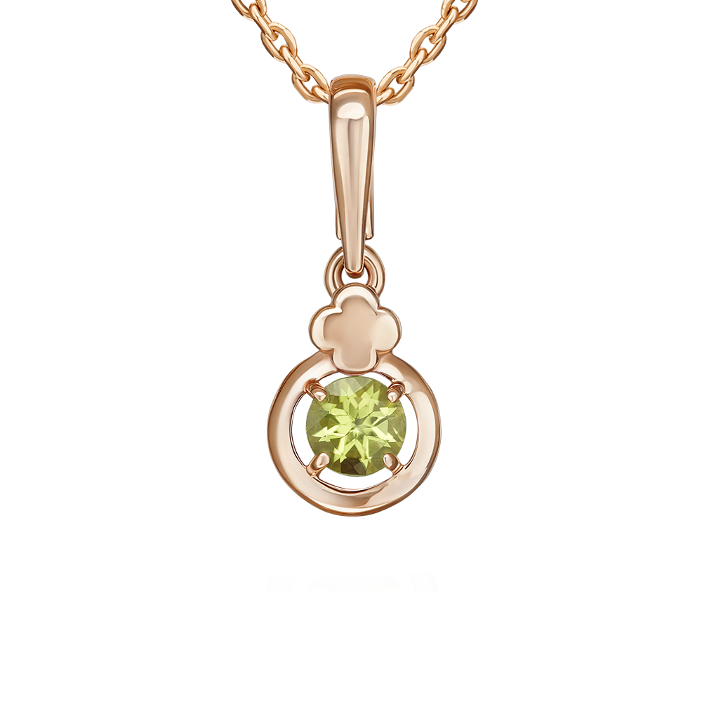 Anhänger aus Rotgold 585, mit Chrysolith, Höhe ca. 17 mm