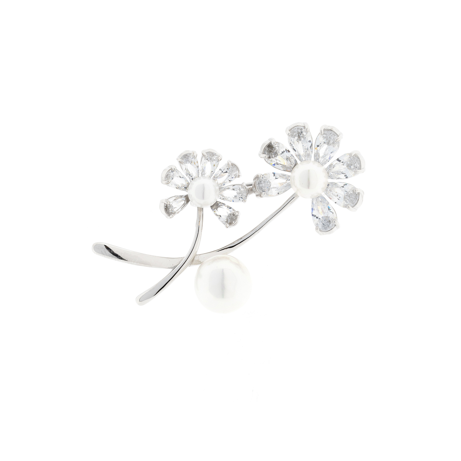 Brosche Pusteblumen aus 925 Silber mit Zirkonia und Perlen