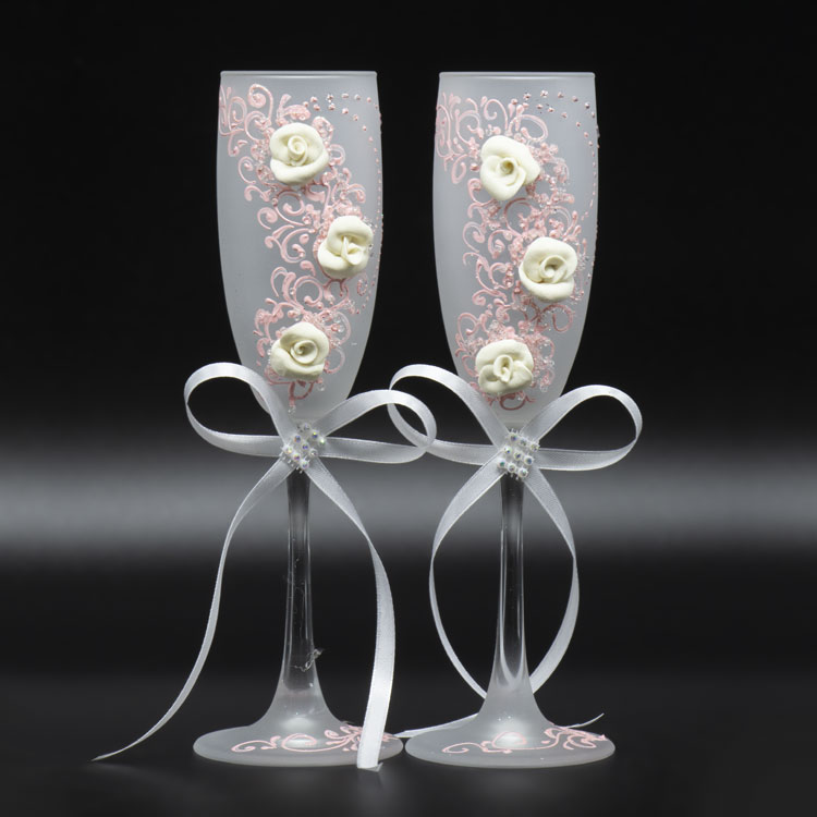 Geschenkset 2 Hochzeitsgläser, matt weiß