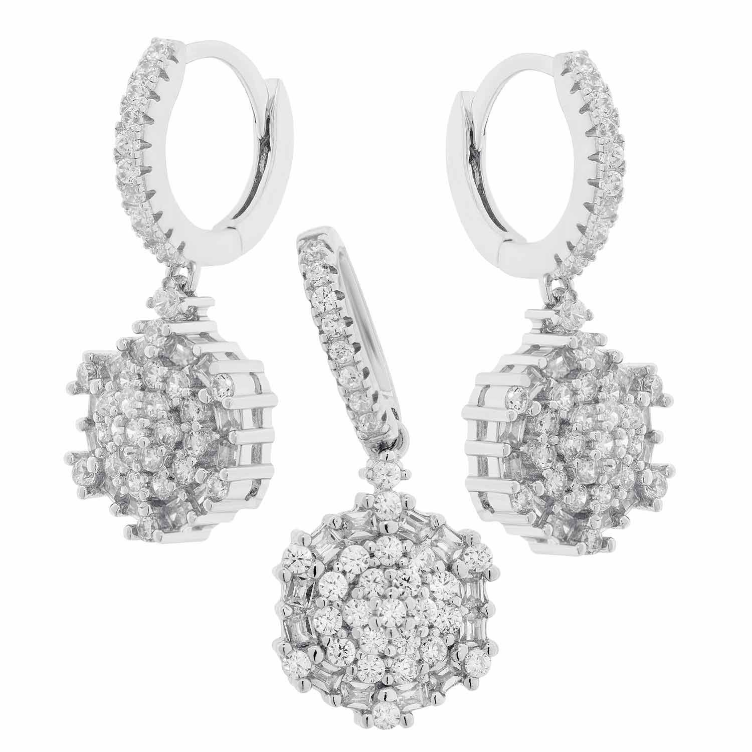 Schmuckset aus 925 Silber mit Zirkonia: Ohrhänger + Anhänger