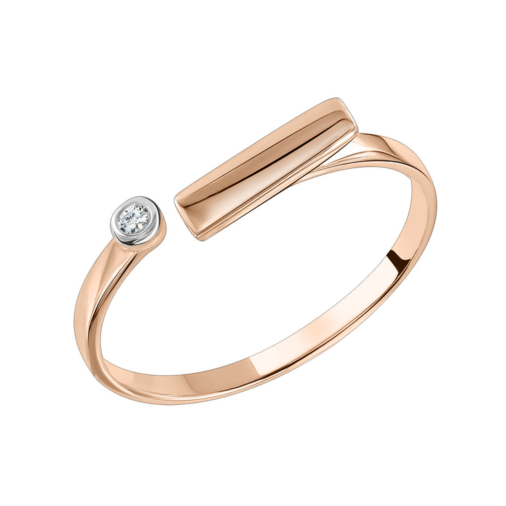 Damenring mit Brillant, Rotgold 585, Brillant 1 Stück, 0.02 ct. GSI