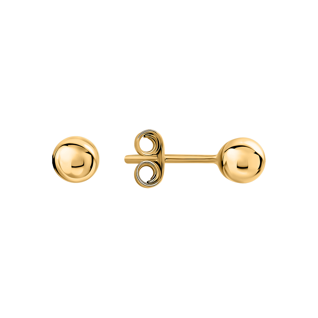 Attraktive runde Ohrstecker, Gelbgold 585, Durchmesser ca. 4 mm