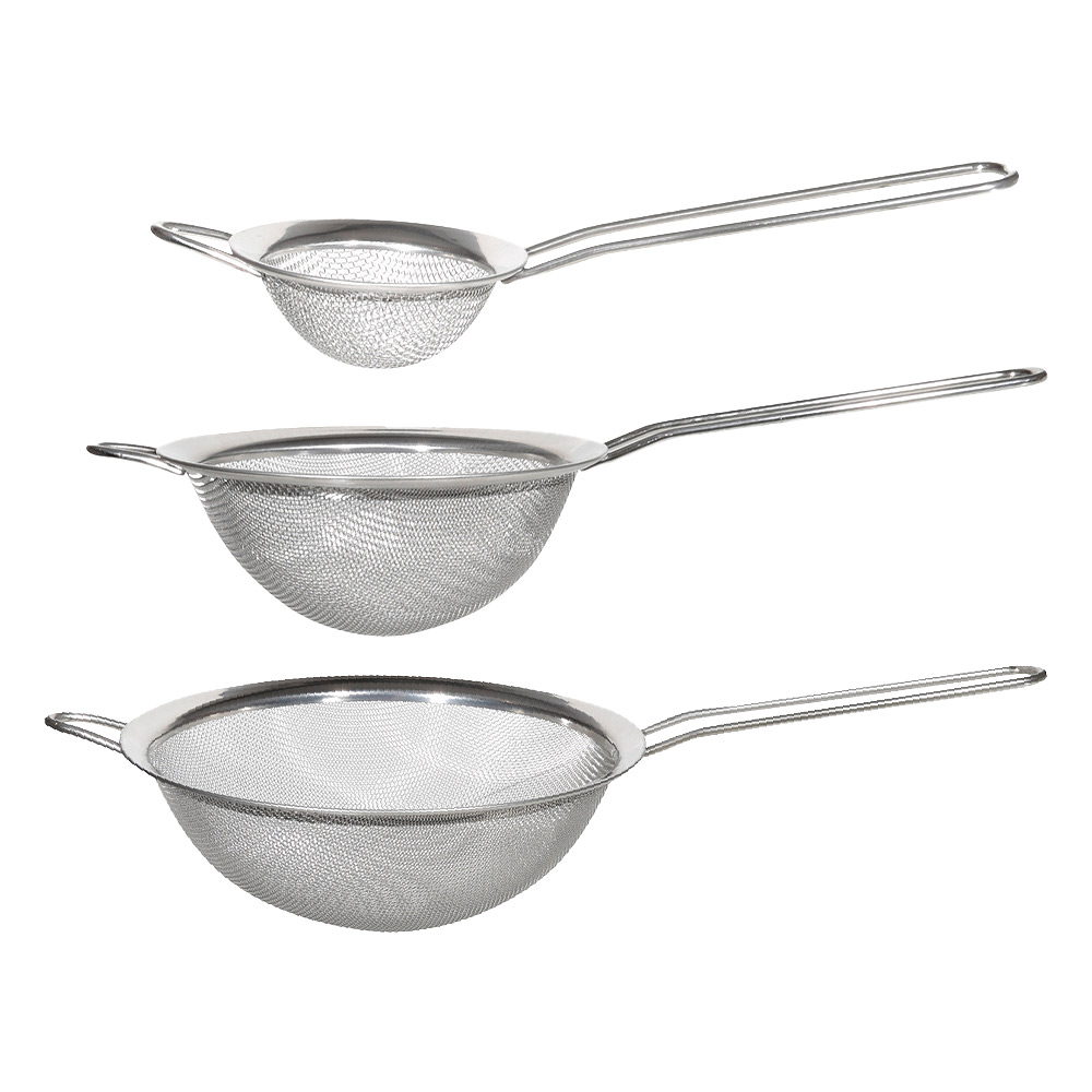 Küchensieb 3-er Set aus Edelstahl, Ø 7, 8 und 10 cm