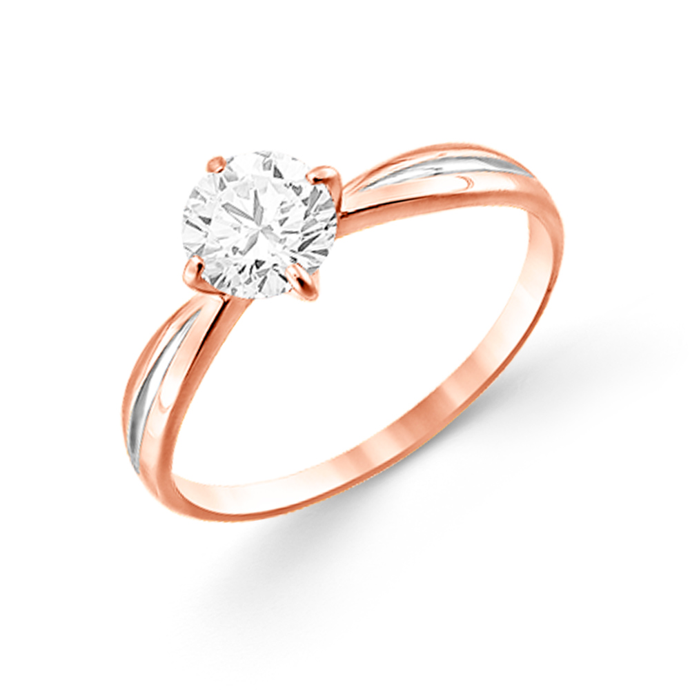 feiner Damenring, Rotgold 585, Swarovski Zirconia