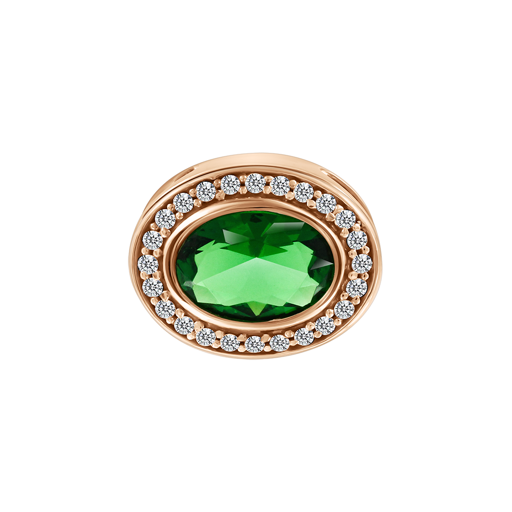 Eleganter Anhänger aus Rotgold 585 mit grünem Zirkonia, oval, ca. 11x9 mm