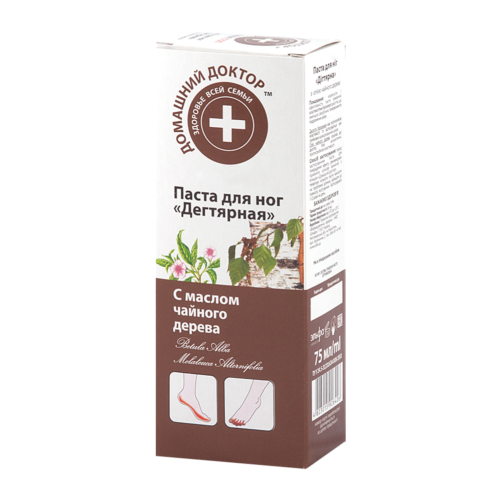 Domaschnij Doktor Fußpaste Birkenteer mit Teebaumöl, 75 ml