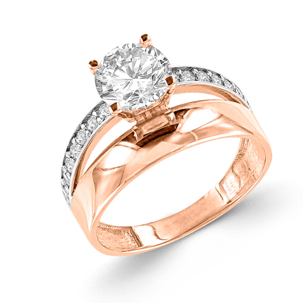 aufreizender Damenring, Rotgold 585, Zirkonia