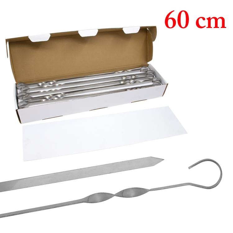 Grillspieß aus Edelstahl, 50 Stück, Länge 60 cm