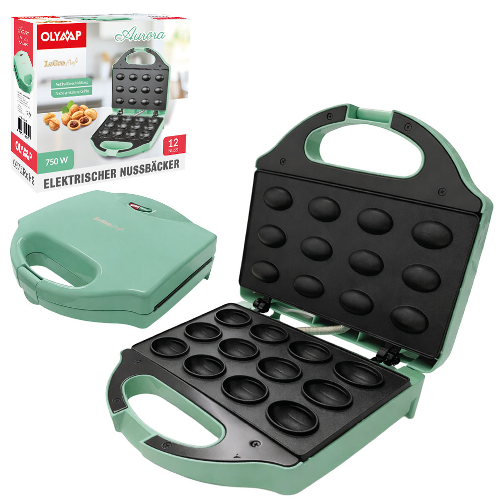 Elektrischer Backautomat Nussbäcker Aurora – 12 Nüsschen, 22.5×21.5×9.5 cm